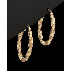 14K Italian Gold Twisted Oval Hoops